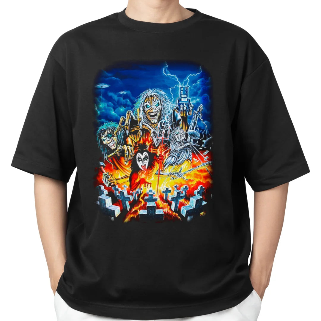 Camiseta Iron Maiden Preta em Algodão Premium .30 Penteado - 001