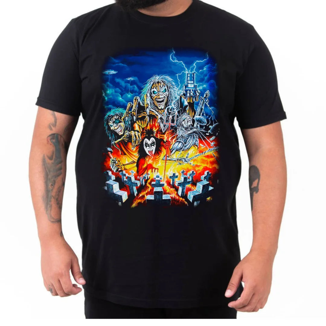 Camiseta Iron Maiden Preta em Algodão Premium .30 Penteado - 001