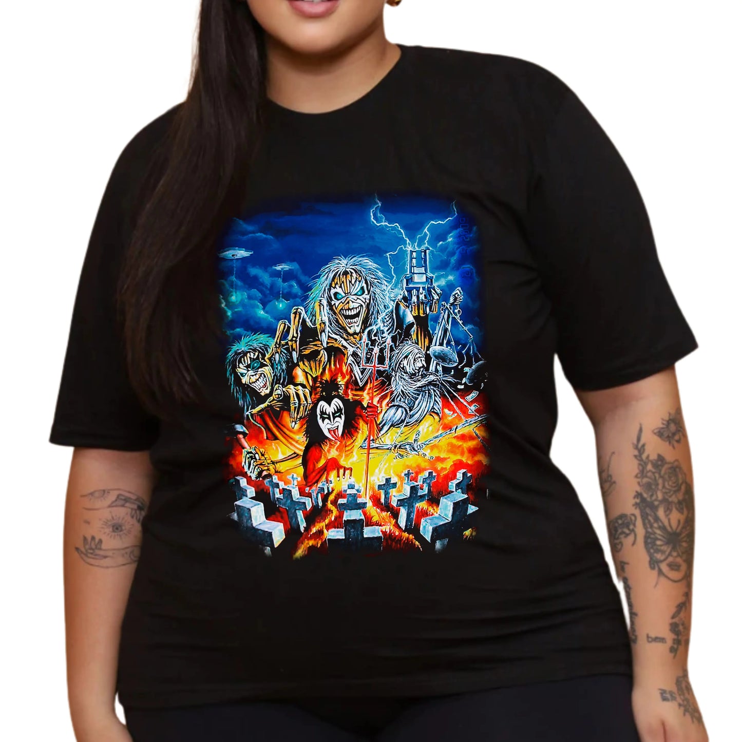 Camiseta Iron Maiden Preta em Algodão Premium .30 Penteado - 001